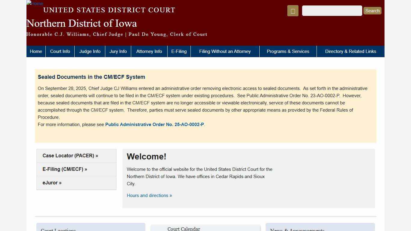 Northern District of Iowa United States District Court