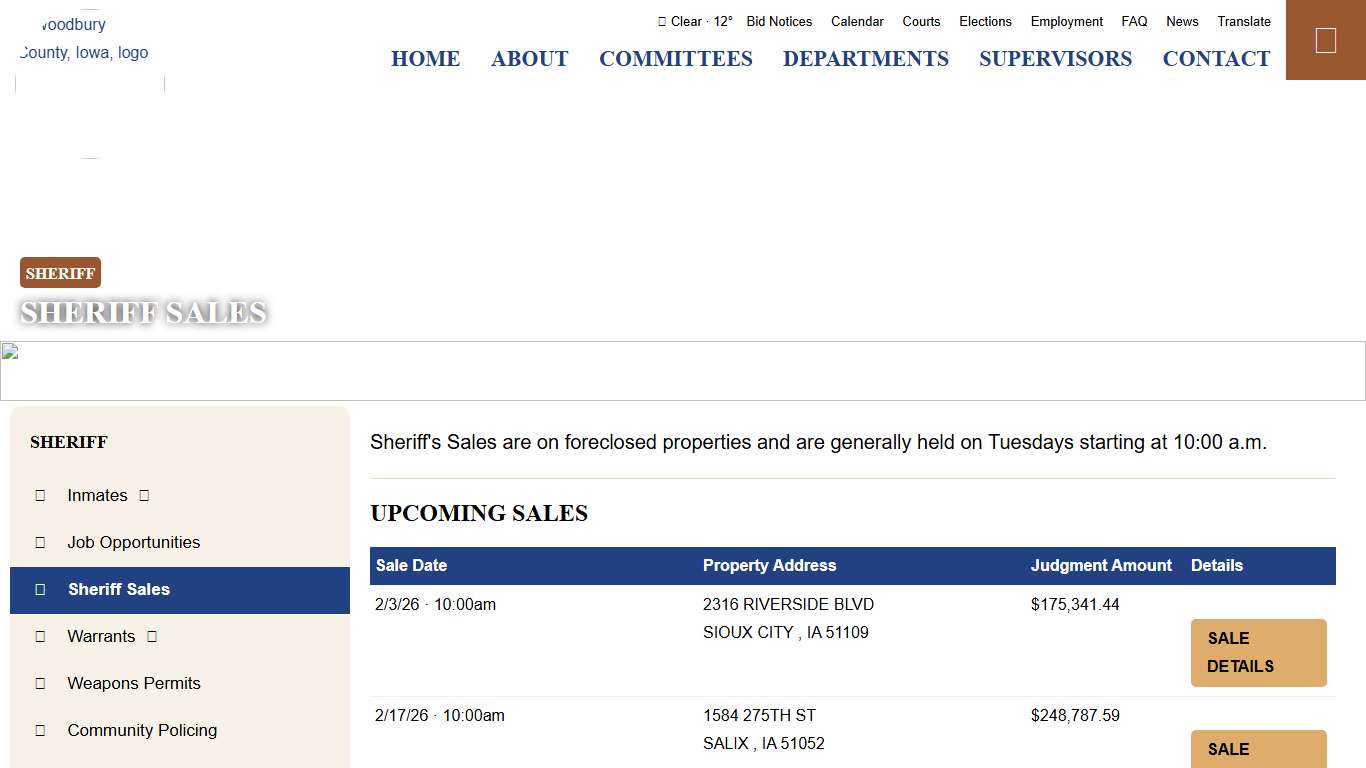 Sheriff Sales - Sheriff - Woodbury County, Iowa